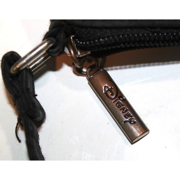 Disney Tinker Bell Tink Black Nylon Zippered Strapped Sequin Tote Bag Purse  8" - Picture 7 of 11